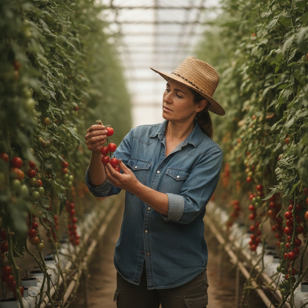 Buxoce greenhouse facility with rows of fresh vegetables